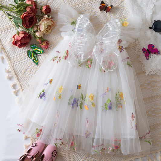 Korean Flower Embroidery Girls' Chiffon Skirt (Available)