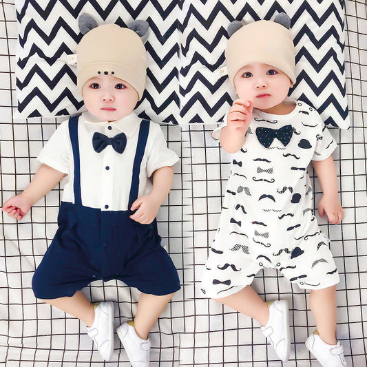 Baby bow gentleman climbing suit (Available)