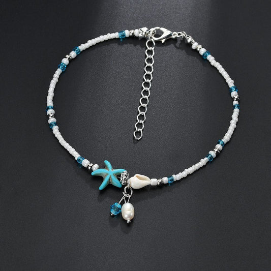 Starfish shell beach anklet (Available)