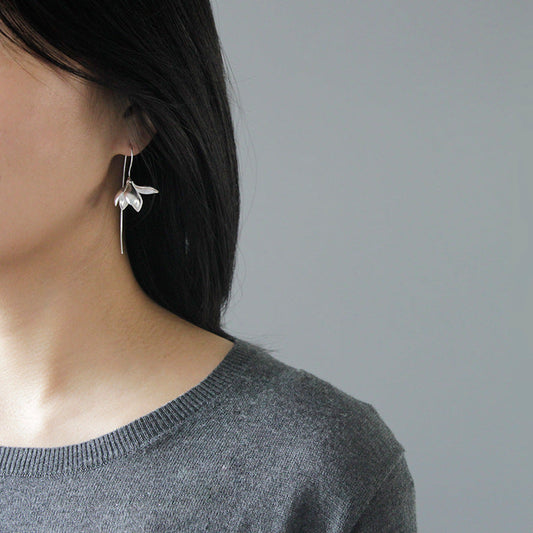 Gold Silver Earring Fashion Jewelry Elegant Magnolia Flower Dangle Earrings For Women Gifts (Available)