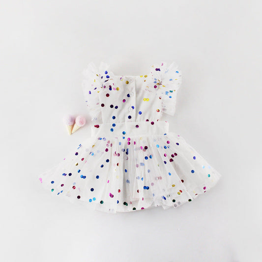 Summer Girls Baby Hundred Days Clothes Hot Printing Mesh Cotton Triangle Romper