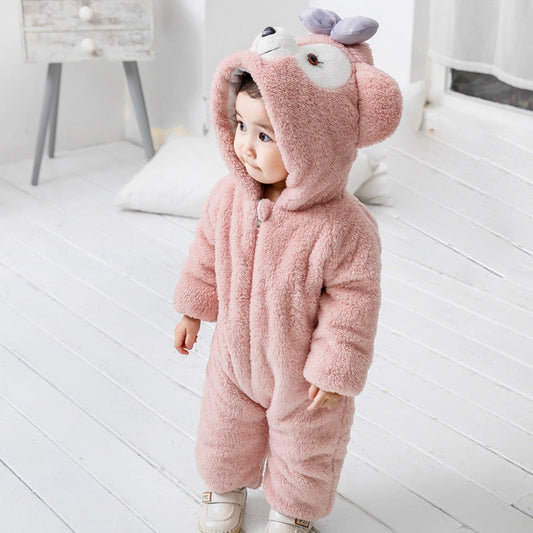 Baby Winter romper clothes Cartoon animals cute baby warm romper (Available)