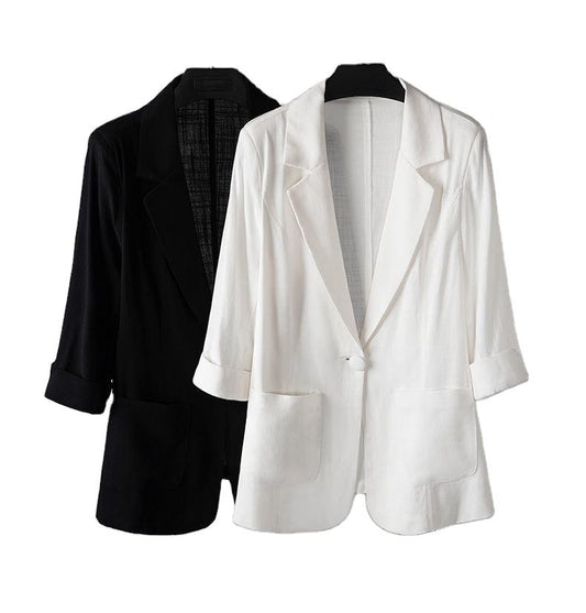 spring and summer Cotton and hemp suit woman new casual fashion suit commute coat