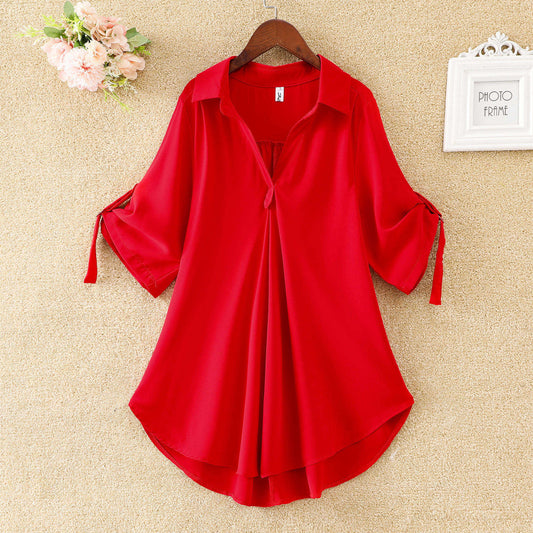 Fashion Casual Chiffon Blouse Long Style Plus Size Tops For Women