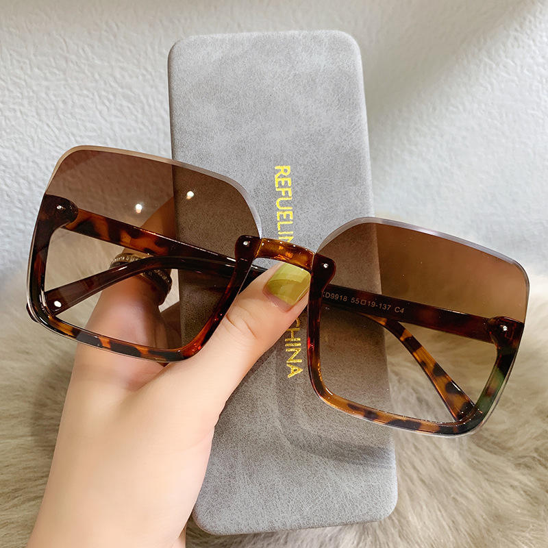 Hot Selling High End Korean Big Woman Tops Fashionable Sun Glasses Half Frame Ladies Stylish Square Oversized Sunglasses