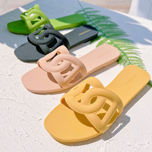 Ladies Shoes Flat Casual Aloha Sandal Outdoor PVC Jelly Slides Ladies Flat Slippers women shoes slipper