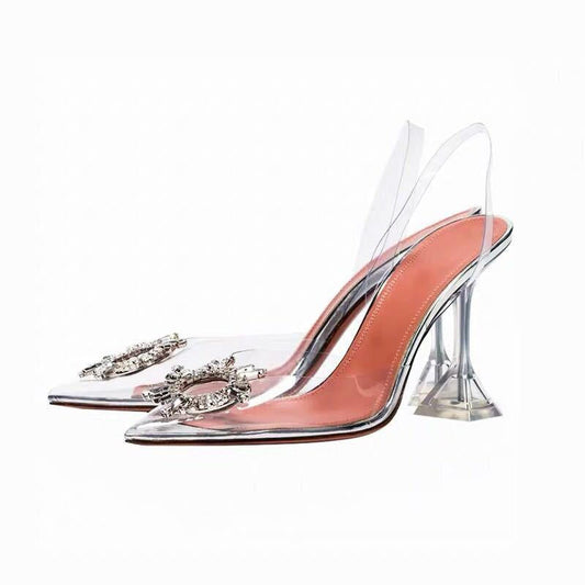 Rubber Women Transparent Sandal Ladies Dress Shoes Party Fashion New Style High-heeled Shoes In Stock