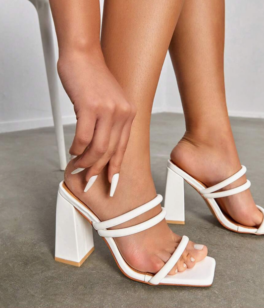 SIKA Summer Fashion Women's Party and Casual Wear New High Heel Slippers with Thick Heel Square Toe Anti-Slippery Heeled Sandals