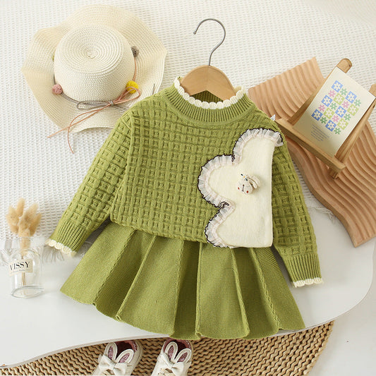 New winter children's sweater skirt small knit (Available)