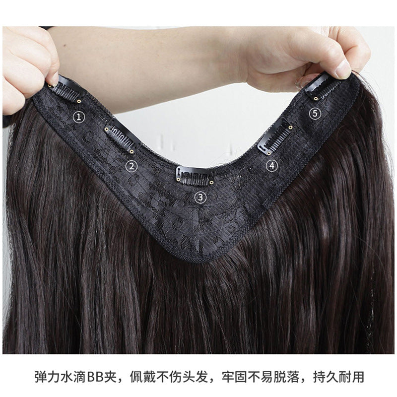Wig piece one-piece big wave U-shaped curly hair natural fluffy hair volume wig female long hair seamless (Available)