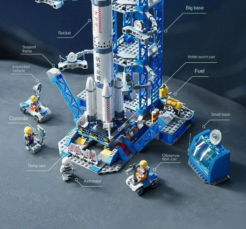 Space Rocket Building Blocks Craft Launch Center Base Puzzle Model Set Bricks Toys For Children ( Available )