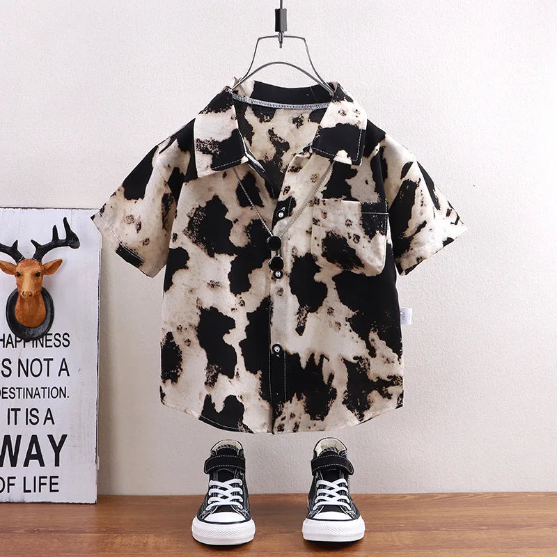 Children's shirts summer style short sleeved boys' tops baby coats children's clothing Hong Kong style casual trend wholesale