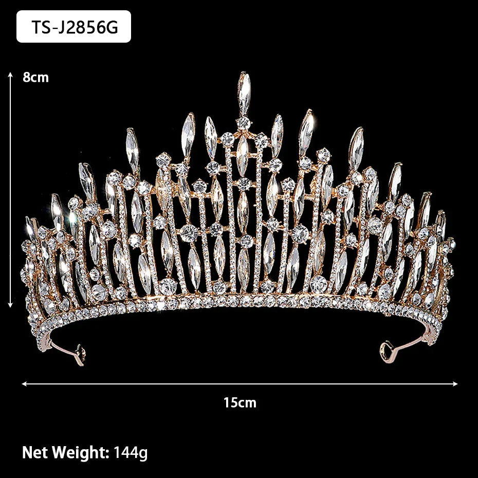 Efily Gold Color Wedding Tiaras and Crowns for Pearl Rhinestone Headband Bride Headpiece Jewelry