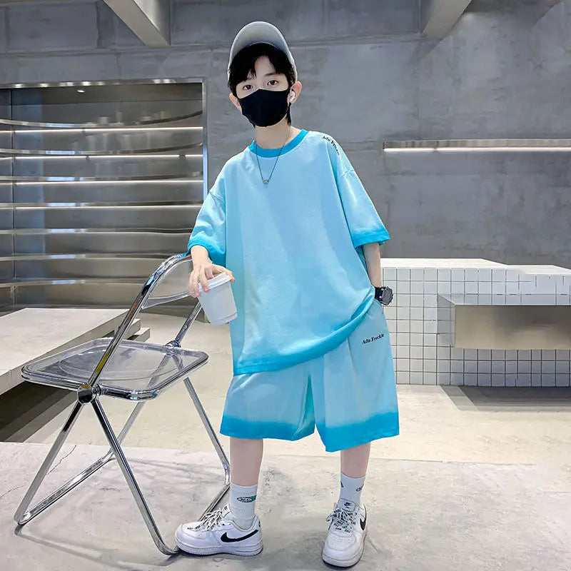 Boys Summer Suits Loose and casual Clothes Fashion Short Sleeves Shirt Shorts Outfits Children Top+Pants Sets 2pcs 4-18T
