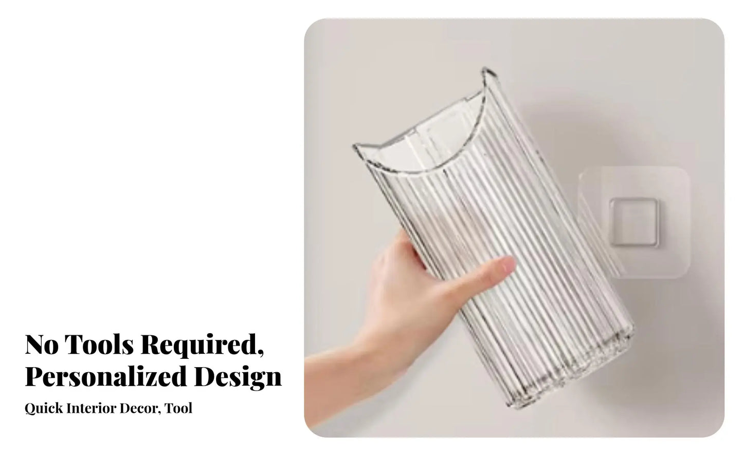 Adhesive Plant Holder No-Tools-Needed Installation Adhesive Ribbed Flower Holder Hydroponics Compatible Space-Saving