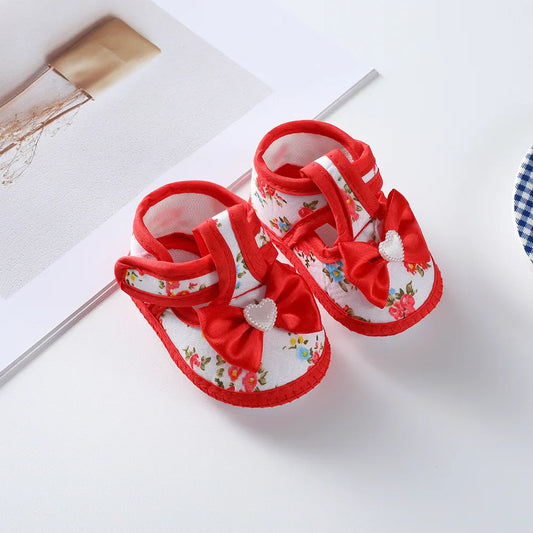 Newborn Baby Boy Girls Shoes Spring Autumn Lovely Floral Embroidery Anti-Slip Sneaker Crib Shoes Soft Cotton Cute First Walkers