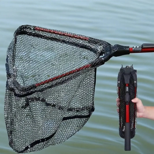 Foldable Fishing Net with Aluminum Alloy Telescopic Handle Portable Landing Net Fishing Scoop Brail Outdoor Angling Gear