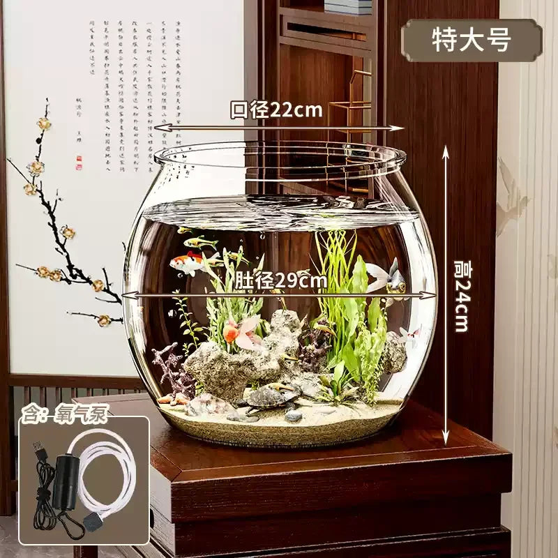 PET Transparent Fish Tank Durable Desktop Goldfish Turtle Tank Drop-Resistant Hydroponic Plant Holder Round Water Basin
