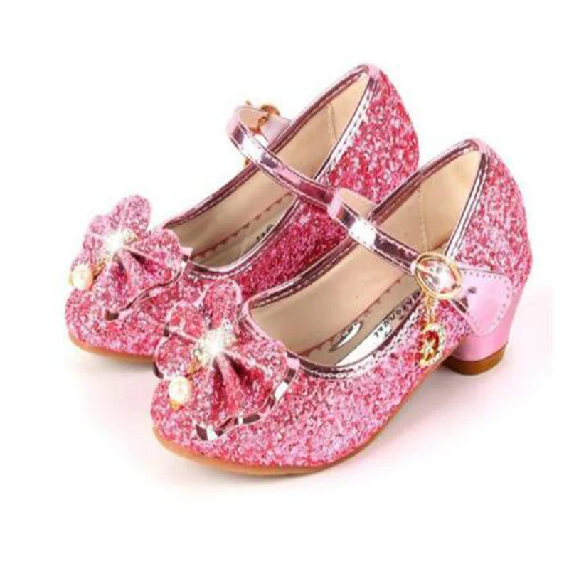 Children's Shoes Princess Shoes Girl's Fashion Sandals Crystal Princess Shoes Blue Pink Silver