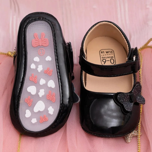 Meckior Baby Girl Shoes Newborn PU Leather Bowknot Dress Infants Shoes Rubber Non-Slip Toddler First Walker Baby Shoes Girls