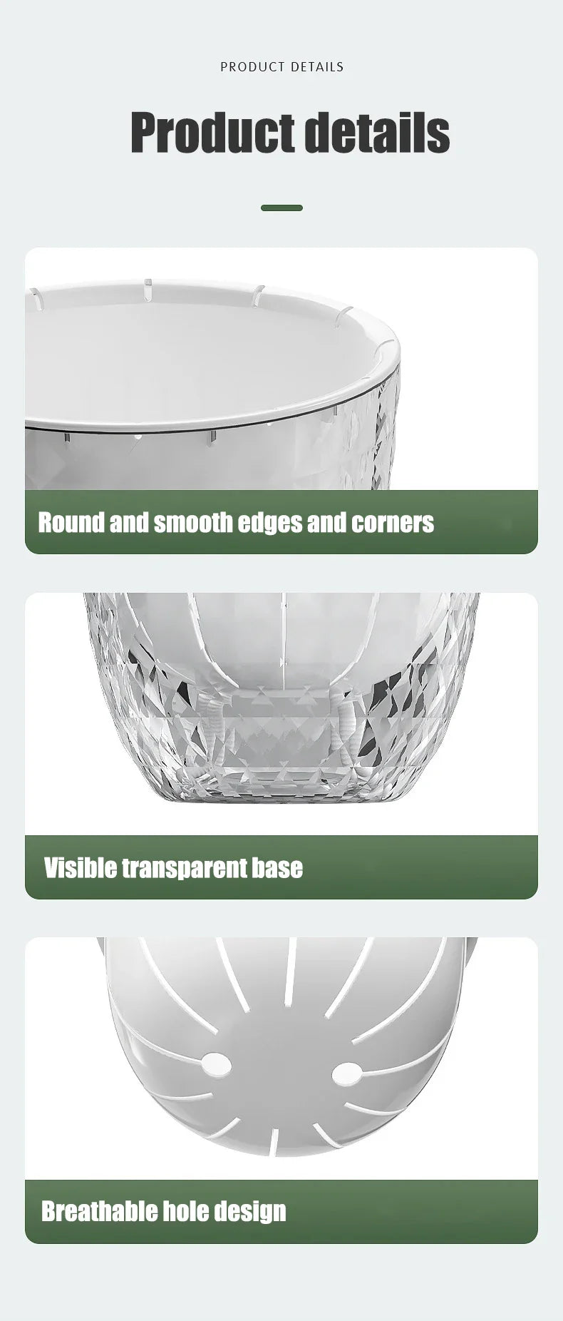 Self Watering Flowerpot Automatic Water Absorbing Flowerpot Transparent Double Layer Plastic Succulent Plant Pot Decorative Pot
