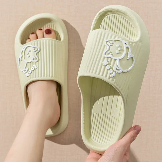 Summer Slippers Bathroom Platform Non-Slip Home Bear Cartoon Flip Flops Beach Sandals Slides Indoor Outdoor