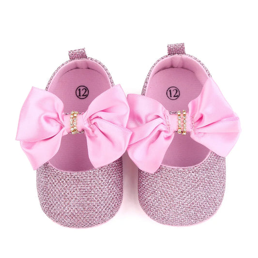 Spring Autumn Beautiful Baby Girl Princess Shoes Soft Soled Butterfly Bowknot Fashion Design Solid Newborn Prewalker Shoes