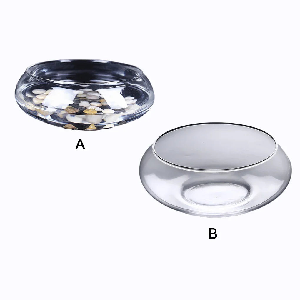 Glass Vase Bowl Wide Mouth Flower Vase Round Terrarium Glass Hydroponic Planter Floral Container Clear Fish Bowl Succulents Pot