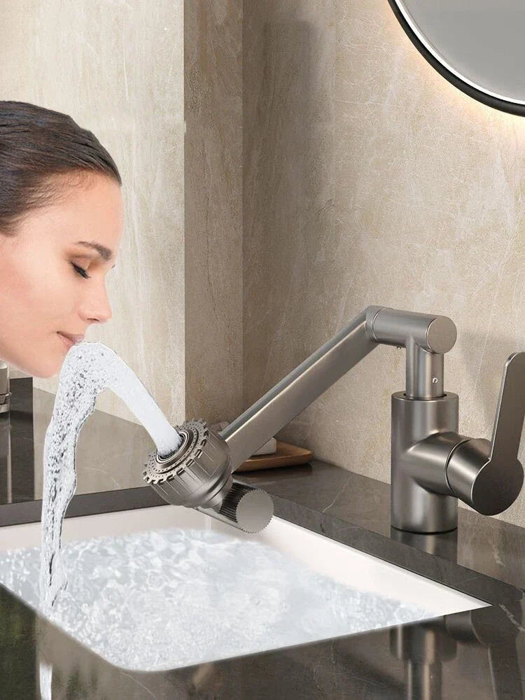 Bathroom Sink Faucet Basin Faucet 1080° Swivel Multifunction Cold and Hot Water Tap Kitchen Sink Faucet 2 Modes Water Tap