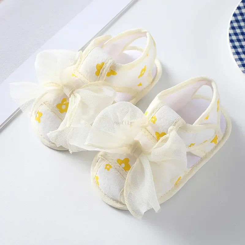 Newborn Infant Baby Girl Princess Bowknot Sandal Sneakers Toddler Soft Crib Walkers Casual Shoes