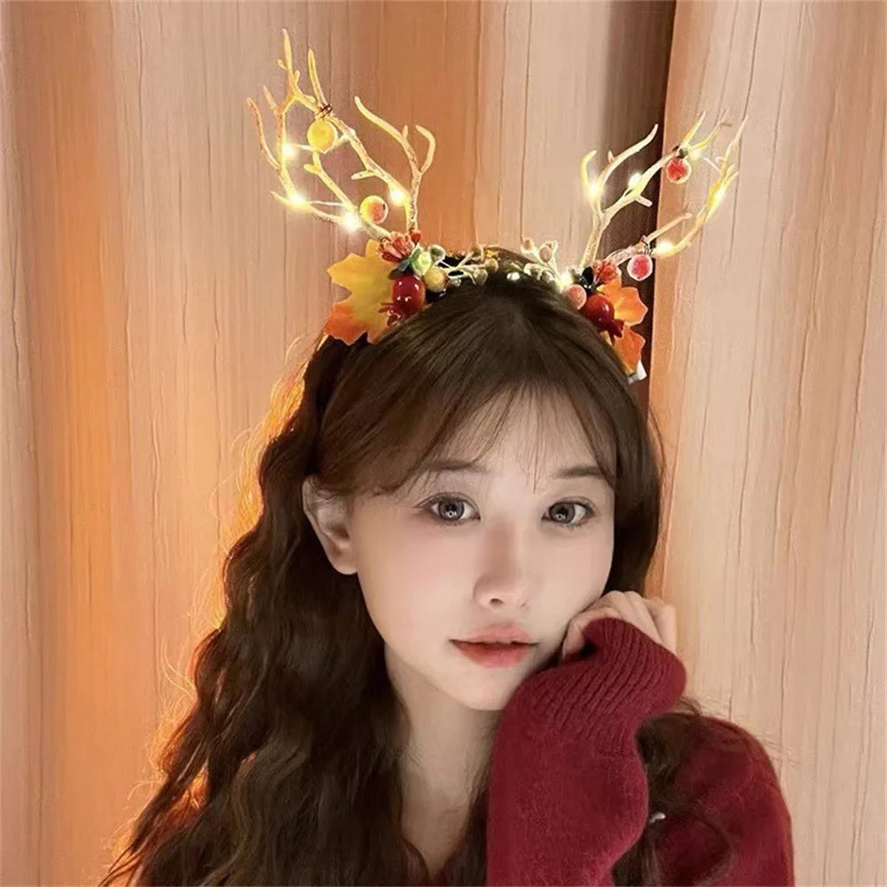 Christmas LED Light Antler Headband Cute Christmas Party Atmosphere Decoration