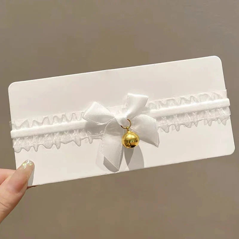 Girls Lace Bow Necklace Plush Bell Hairband Cosplay Masquerade-Party Costume