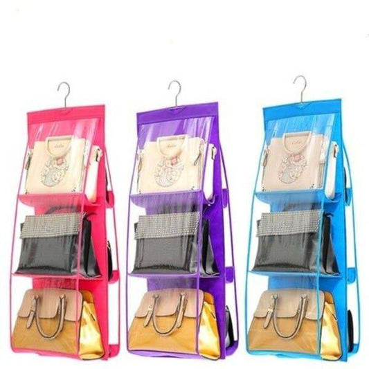 6 pocket dust-proof transparent hanging handbag organizer (Available)