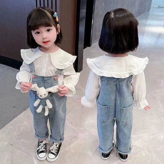3 PCS Girl Clothing Sets Baby Girl Cartoon Pullover Hoody(Tops+ Jeans+ Doll)Set (Available)
