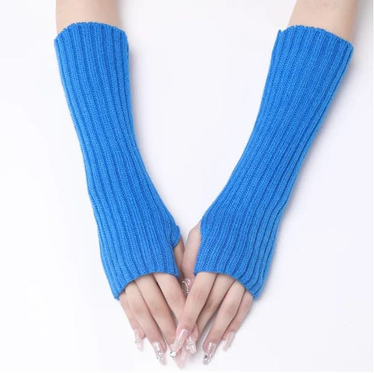 Winter Mitten Arm Warmers Knit Crochet Long Sleeve Fingerless Mittens Half Finger Acrylic Mittens (Available)