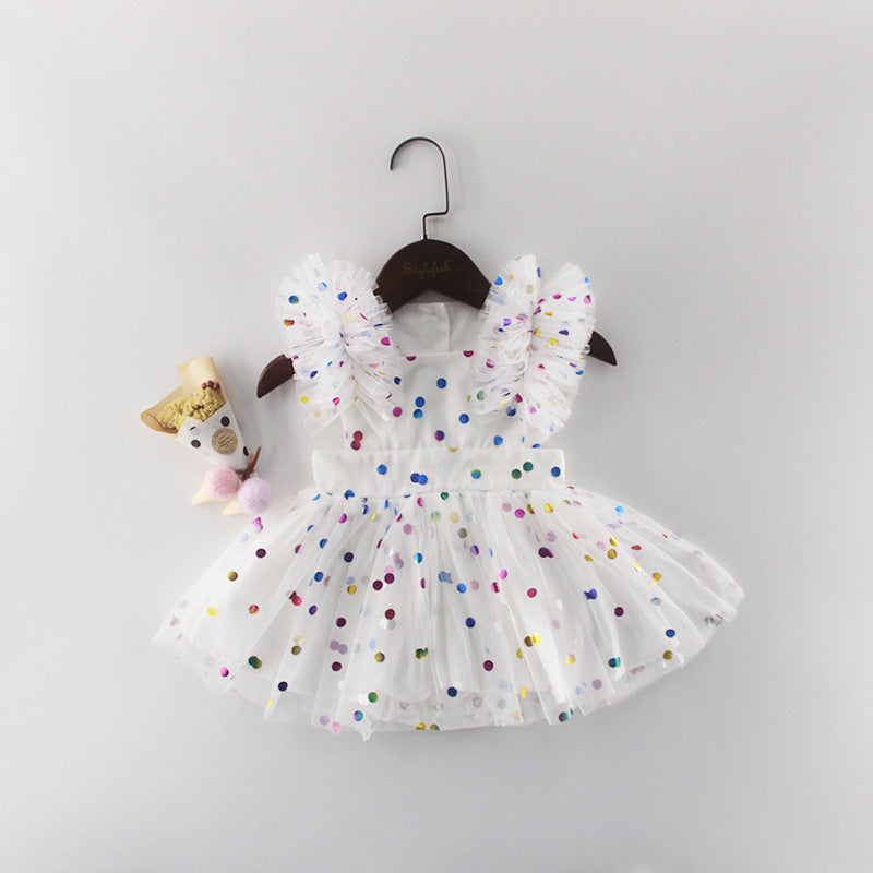 Summer Girls Baby Hundred Days Clothes Hot Printing Mesh Cotton Triangle Romper