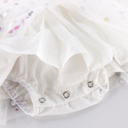 Summer Girls Baby Hundred Days Clothes Hot Printing Mesh Cotton Triangle Romper