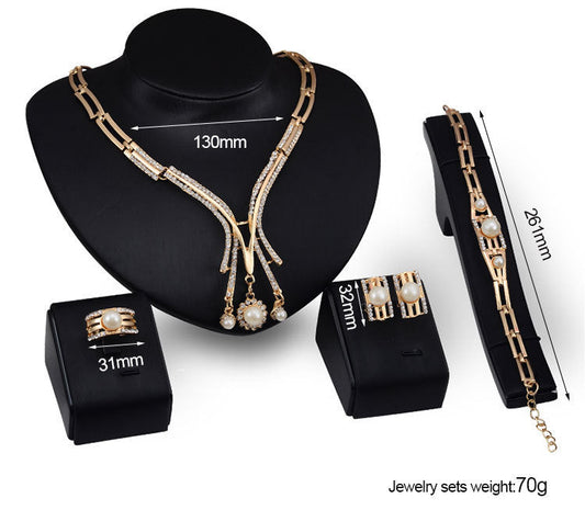 Personalized Fashion Jewelry Set Alloy Necklace Four-piece Set (Available)