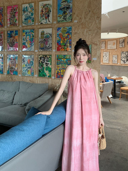 Women's Vacation Beach Halter Loose Sling Dress