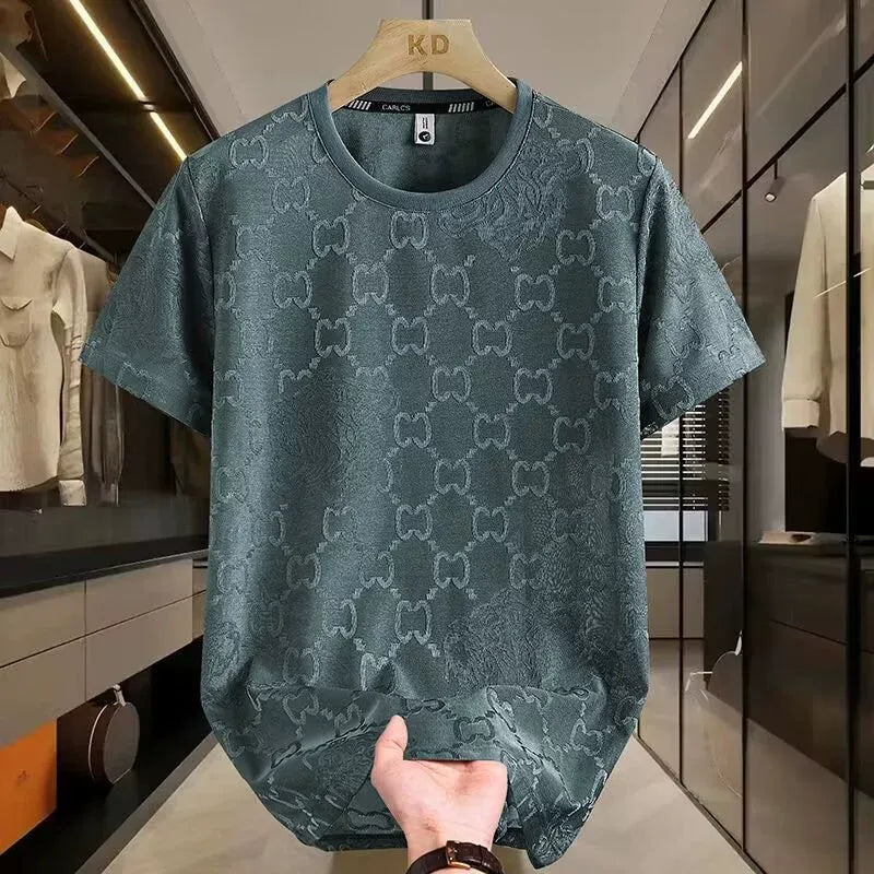 High-end ice silk ice feeling short-sleeved T-shirt men's new summer thin T-shirt trendy men's half-sleeved