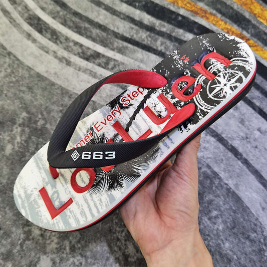 Herringbone Rubber Anti slip Clamp Feet Sandals, Beach Slippers for Outer Wear, Men's Summer