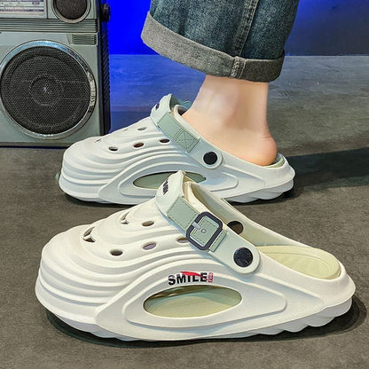 Summer Thick Bottom Shit Feeling Plus Size Closed-toe Slippers Men
