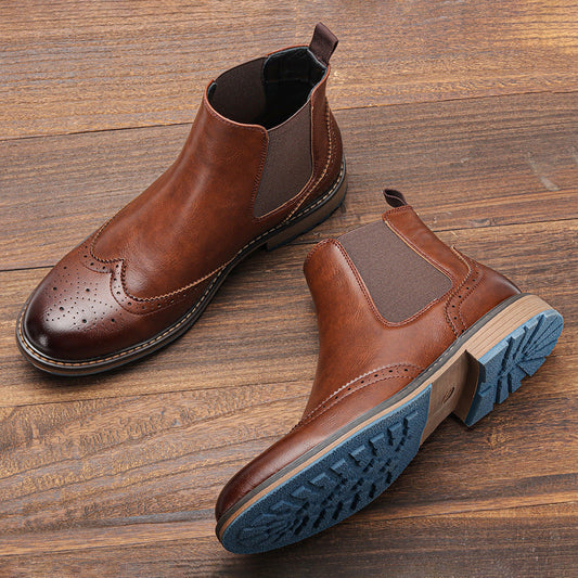 Mid-top Carved Casual Men's Shoes Brogue Retro
