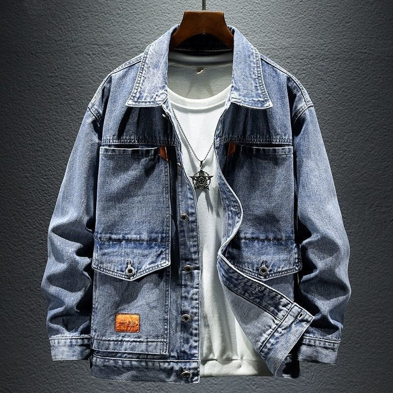 High-grade Black And Gray Denim Coat Men's Autumn New  (Available)