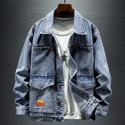 High-grade Black And Gray Denim Coat Men's Autumn New  (Available)
