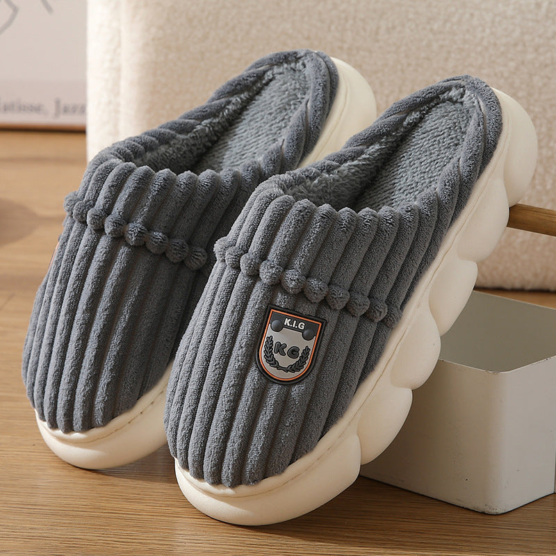Winter Corduroy House Slippers with soft plush lining, non-slip sole, and warm cushioned design for comfortable indoor wear