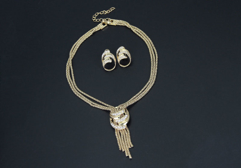 Fashion Necklace Bracelet Earrings Ring Jewelry Set  (Available)
