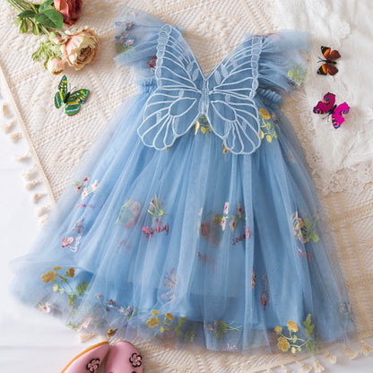 Korean Flower Embroidery Girls' Chiffon Skirt (Available)