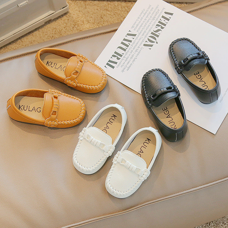 Korean Style Casual Children Gommino Soft Bottom Slip On Baby Shoes Boys' Leather Shoes Slip-on (Available)