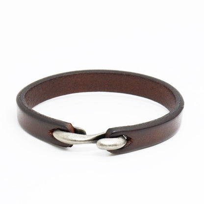 S buckle brown leather bracelet